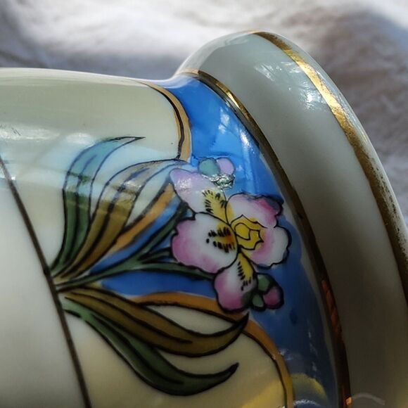 Vintage 1930's Noritake Art Neuveau CHINA JELLY JAR no lid or ladle IRIS FLOWER - Picture 10 of 14